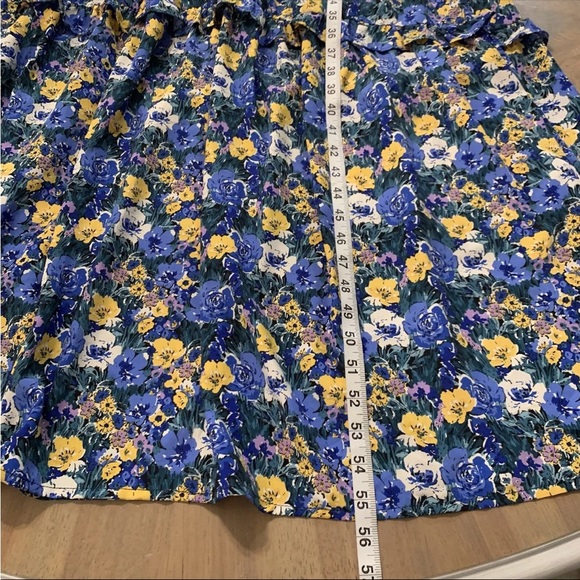 Code x Mode Maxi Blue Floral Dress size XS Puff Sleeves Elastic Waist V-neck - Picture 12 of 12